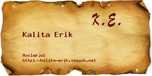 Kalita Erik névjegykártya